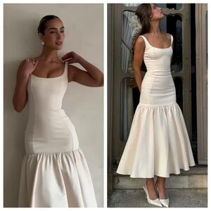 NWT House of CB Amore Ivory Dropped Waist Midi Maxi Bridal Wedding Dress S